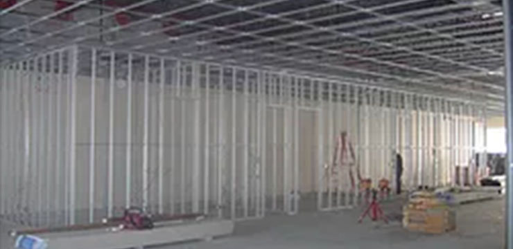 Steel framing on walls and ceilings